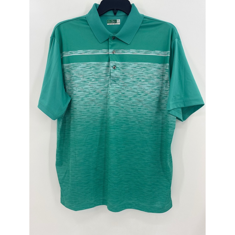 Ben Hogan Performance Mens XL Teal Green Striped Golf Polo Shirt Short Sleeve